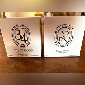Two large EMPTY BOXES for Diptyque 600g. candles. No vessels, just the boxes.